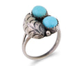 Navajo Handmade Ring 925 Silver Natural Turquoise Signed SS C.80's