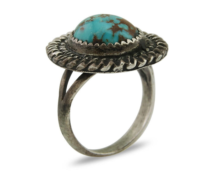 Navajo Handmade Ring 925 Silver Nevada Turquoise Native Artist C.80's