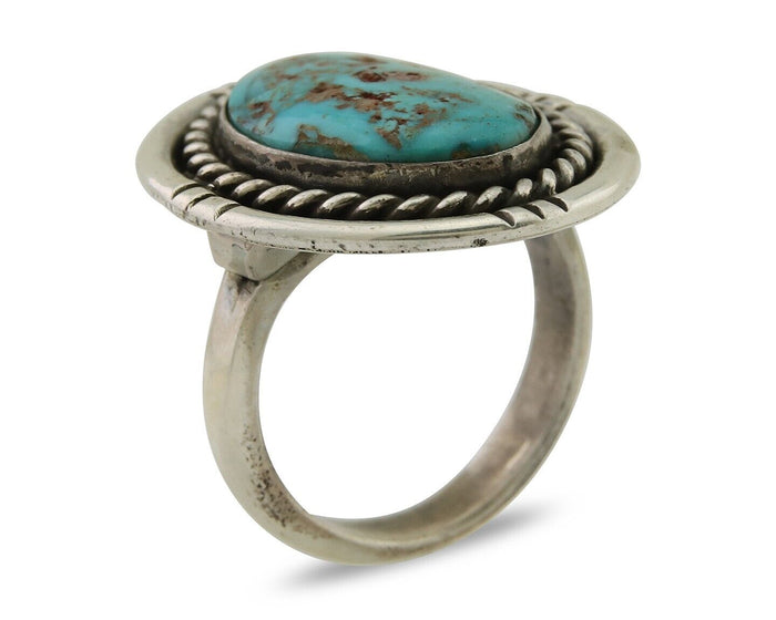Navajo Handmade Ring 925 Silver Nevada Turquoise Native Artist C.80's