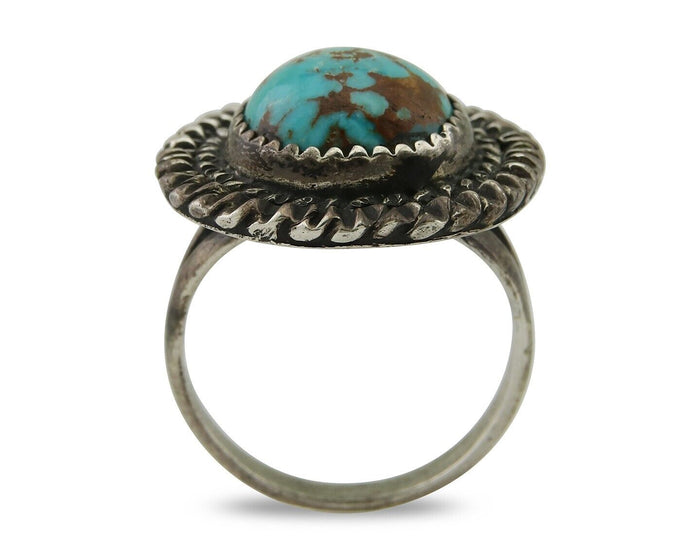 Navajo Handmade Ring 925 Silver Nevada Turquoise Native Artist C.80's