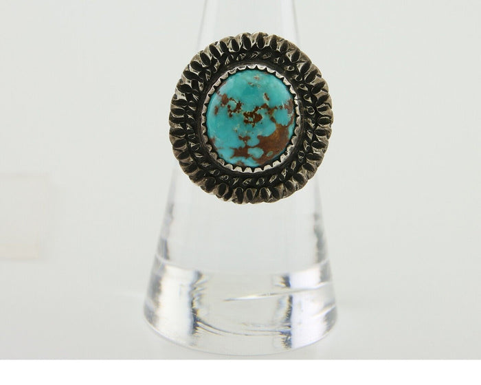 Navajo Handmade Ring 925 Silver Nevada Turquoise Native Artist C.80's
