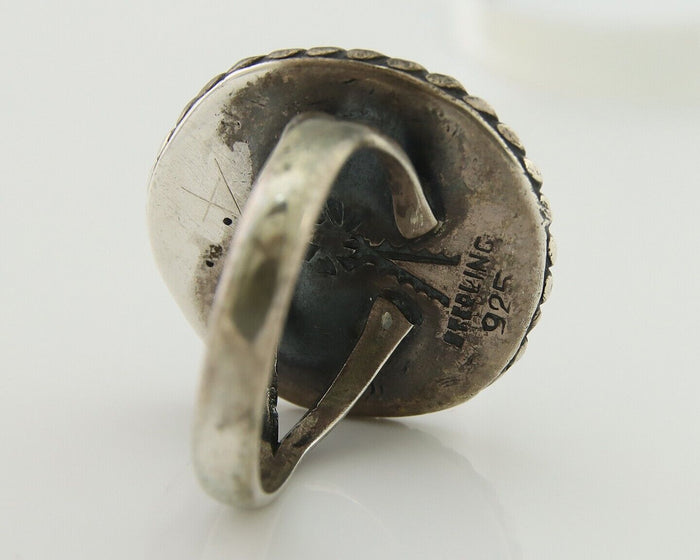 Navajo Handmade Ring 925 Silver Nevada Turquoise Native Artist C.80's