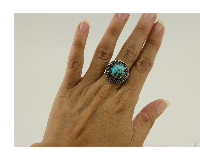 Navajo Handmade Ring 925 Silver Nevada Turquoise Native Artist C.80's
