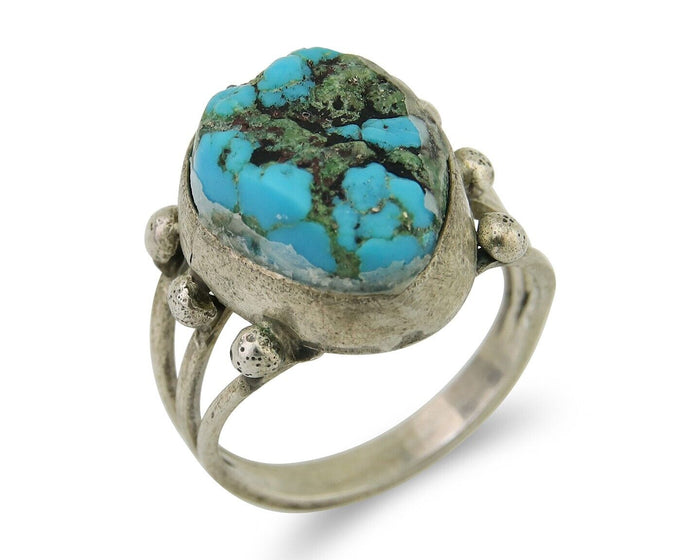 Navajo Handmade Ring 925 Silver Sleeping Beauty Turquoise Artist C.80's
