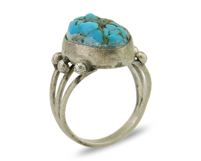 Navajo Handmade Ring 925 Silver Sleeping Beauty Turquoise Artist C.80's