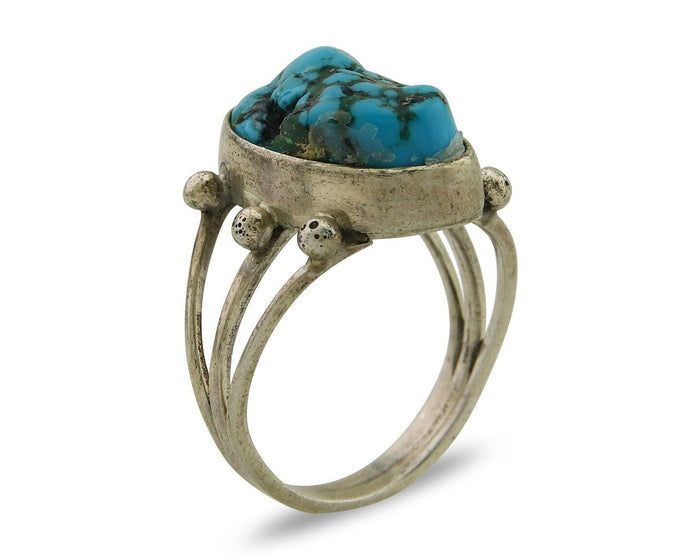 Navajo Handmade Ring 925 Silver Sleeping Beauty Turquoise Artist C.80's