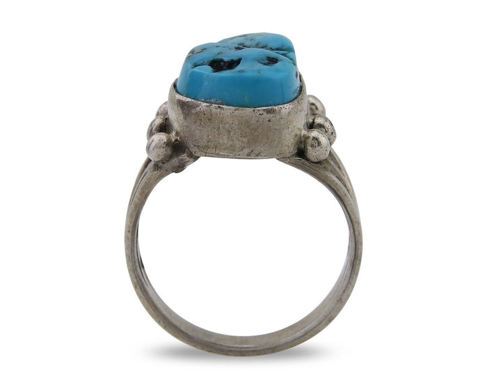 Navajo Handmade Ring 925 Silver Sleeping Beauty Turquoise Artist C.80's
