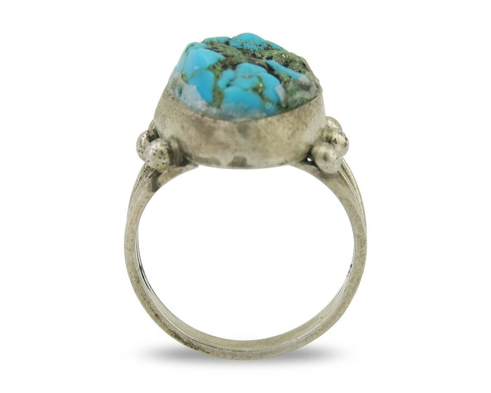 Navajo Handmade Ring 925 Silver Sleeping Beauty Turquoise Artist C.80's