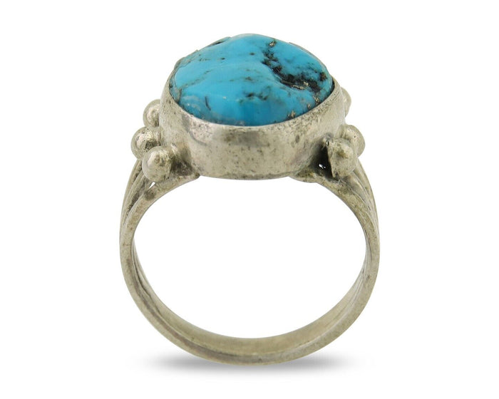 Navajo Handmade Ring 925 Silver Sleeping Beauty Turquoise Artist C.80's