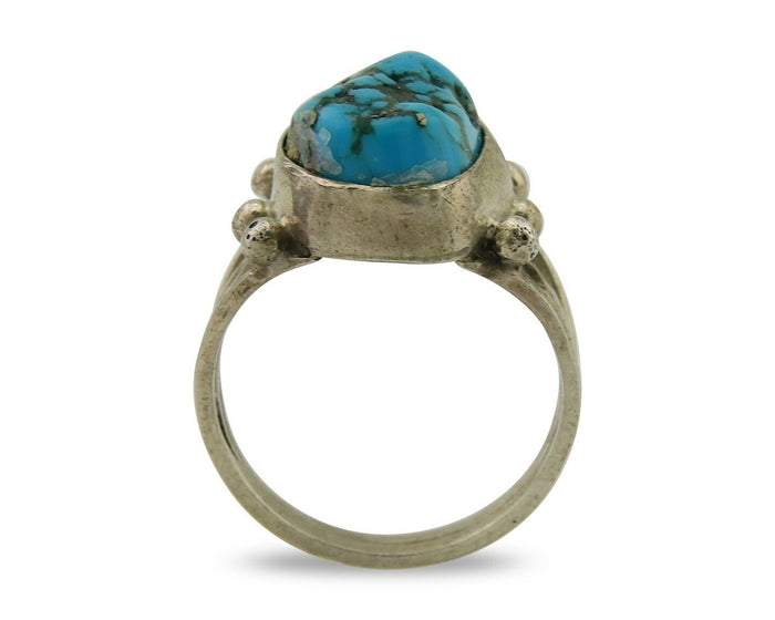 Navajo Handmade Ring 925 Silver Sleeping Beauty Turquoise Artist C.80's
