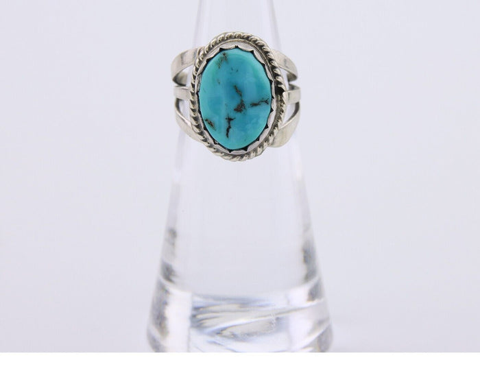 Navajo Handmade Ring 925 Silver Sleeping Beauty Turquoise Artist C.80's