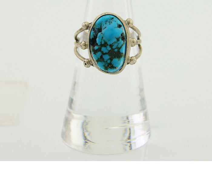 Navajo Handmade Ring 925 Silver Sleeping Beauty Turquoise Artist C.80's