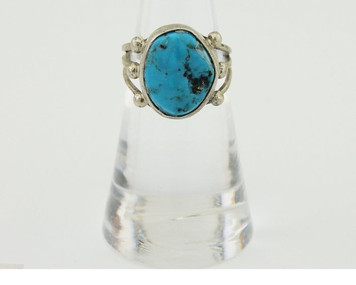 Navajo Handmade Ring 925 Silver Sleeping Beauty Turquoise Artist C.80's