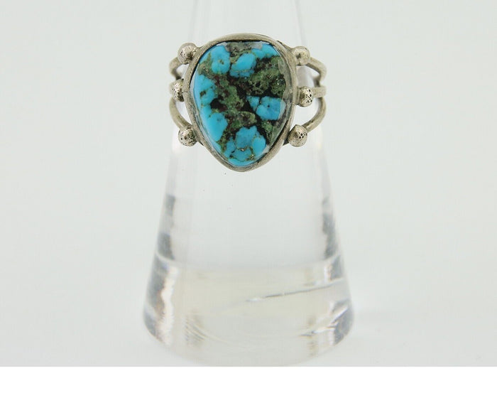 Navajo Handmade Ring 925 Silver Sleeping Beauty Turquoise Artist C.80's