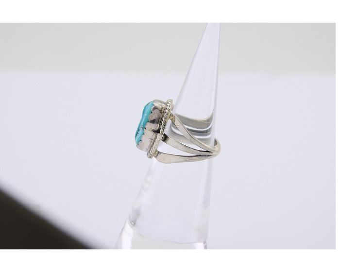 Navajo Handmade Ring 925 Silver Sleeping Beauty Turquoise Artist C.80's