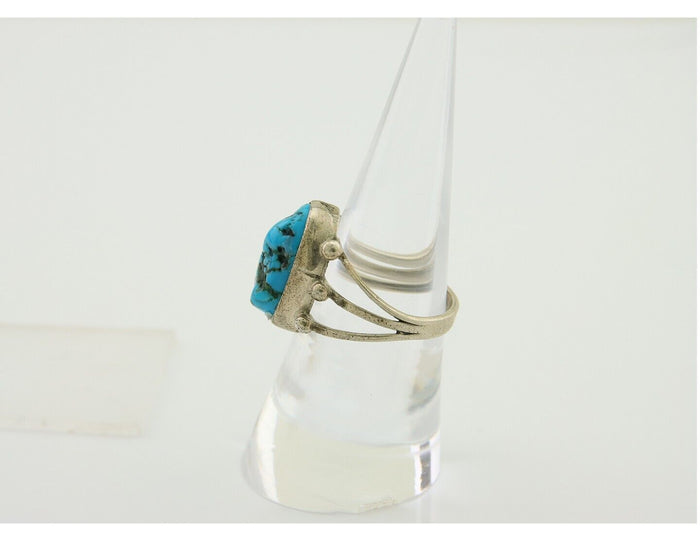 Navajo Handmade Ring 925 Silver Sleeping Beauty Turquoise Artist C.80's