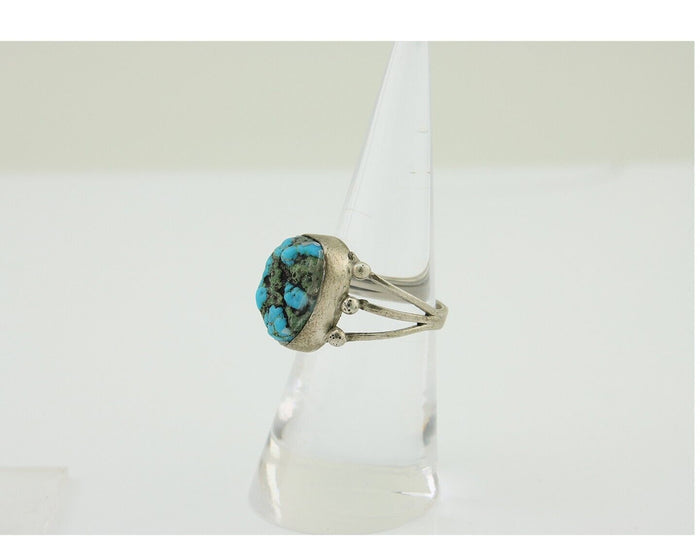 Navajo Handmade Ring 925 Silver Sleeping Beauty Turquoise Artist C.80's
