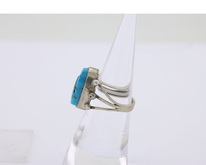 Navajo Handmade Ring 925 Silver Sleeping Beauty Turquoise Artist C.80's