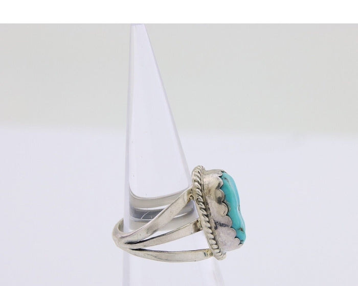 Navajo Handmade Ring 925 Silver Sleeping Beauty Turquoise Artist C.80's