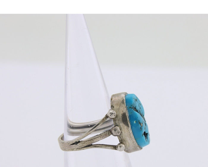 Navajo Handmade Ring 925 Silver Sleeping Beauty Turquoise Artist C.80's