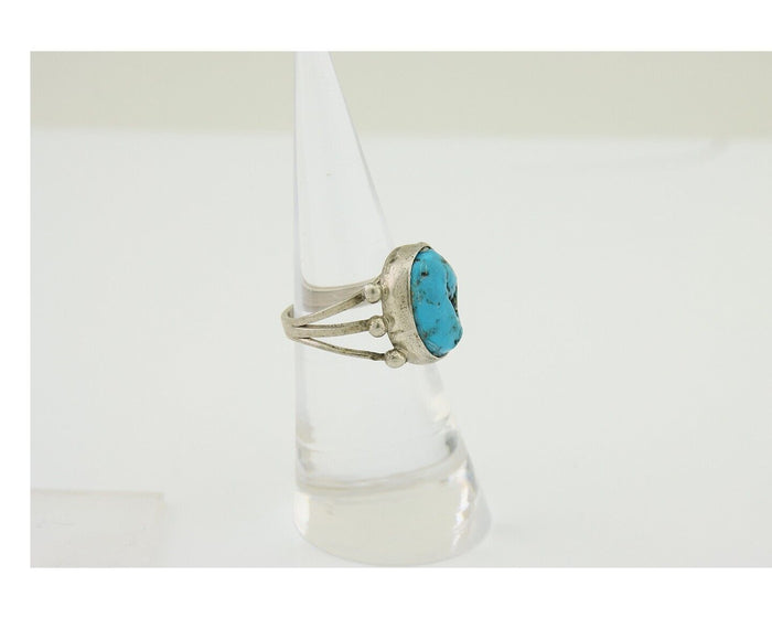 Navajo Handmade Ring 925 Silver Sleeping Beauty Turquoise Artist C.80's