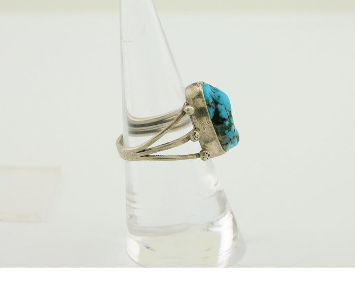 Navajo Handmade Ring 925 Silver Sleeping Beauty Turquoise Artist C.80's