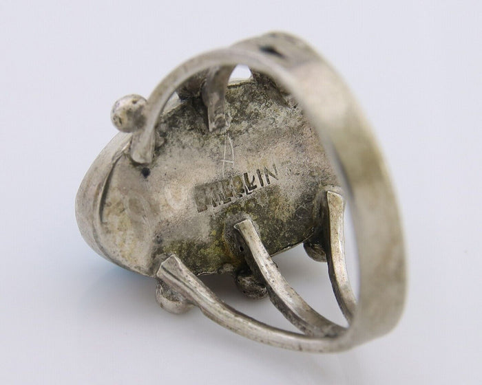 Navajo Handmade Ring 925 Silver Sleeping Beauty Turquoise Artist C.80's