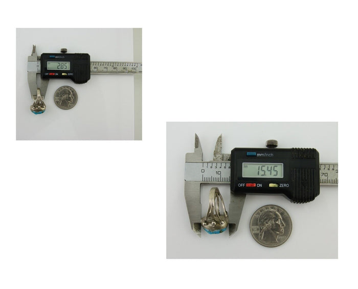 Navajo Handmade Ring 925 Silver Sleeping Beauty Turquoise Artist C.80's