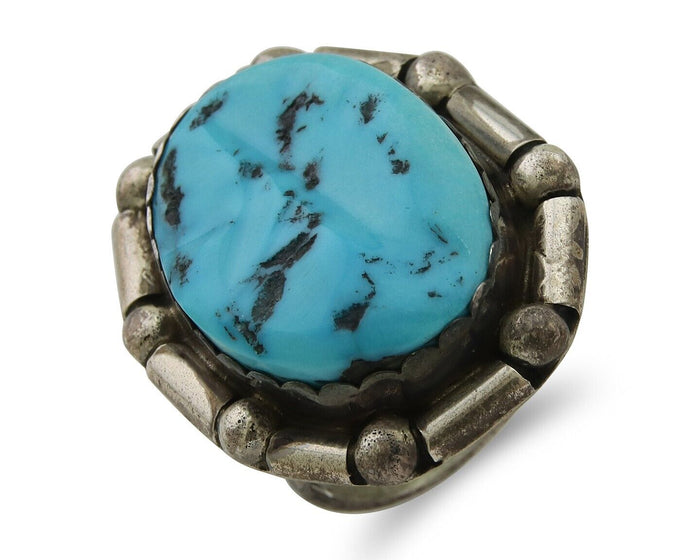 Navajo Handmade Ring 925 Silver Sleeping Beauty Turquoise C.80's