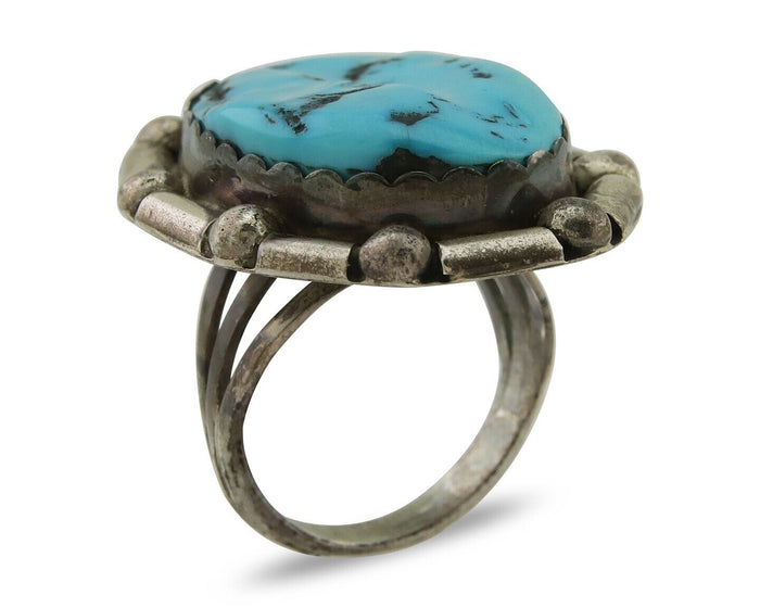 Navajo Handmade Ring 925 Silver Sleeping Beauty Turquoise C.80's