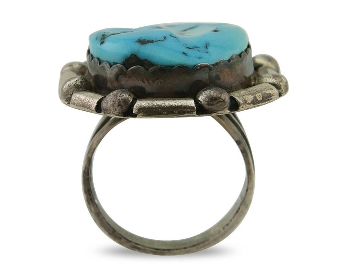 Navajo Handmade Ring 925 Silver Sleeping Beauty Turquoise C.80's
