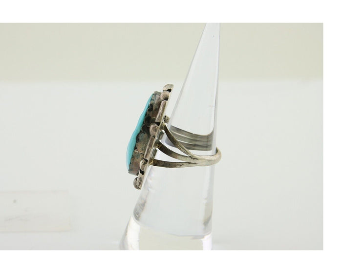 Navajo Handmade Ring 925 Silver Sleeping Beauty Turquoise C.80's