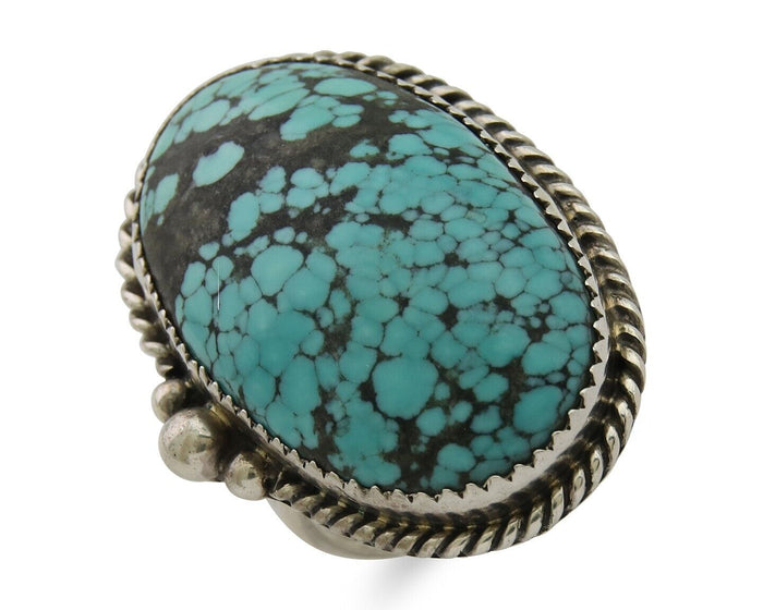 Navajo Handmade Ring 925 Silver Spiderweb Turquoise Native Artist C.80's