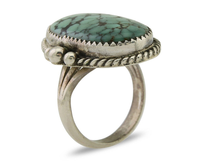 Navajo Handmade Ring 925 Silver Spiderweb Turquoise Native Artist C.80's