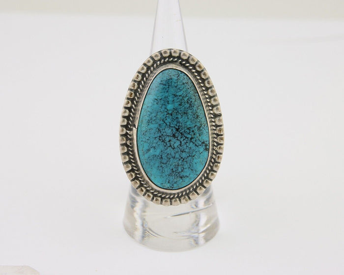 Navajo Handmade Ring 925 Silver Spiderweb Turquoise Native Artist C.80's