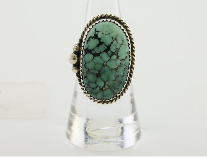 Navajo Handmade Ring 925 Silver Spiderweb Turquoise Native Artist C.80's