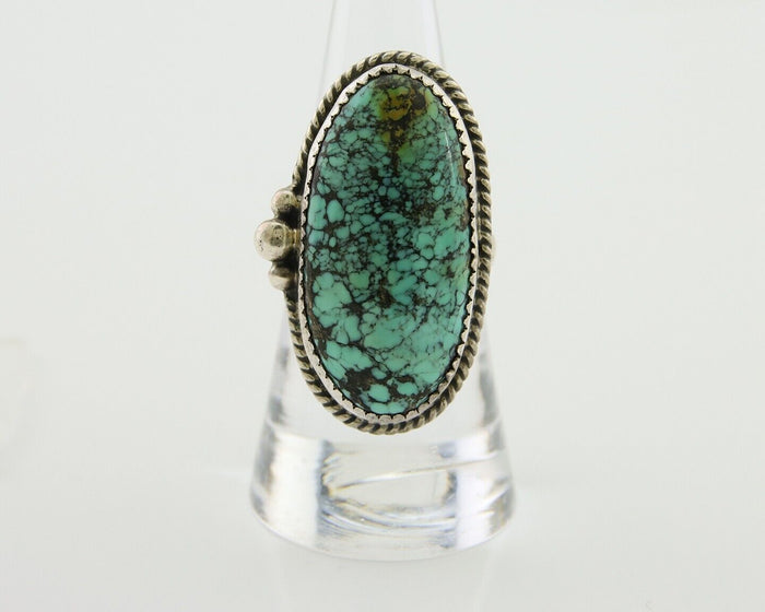 Navajo Handmade Ring 925 Silver Spiderweb Turquoise Native Artist C.80's