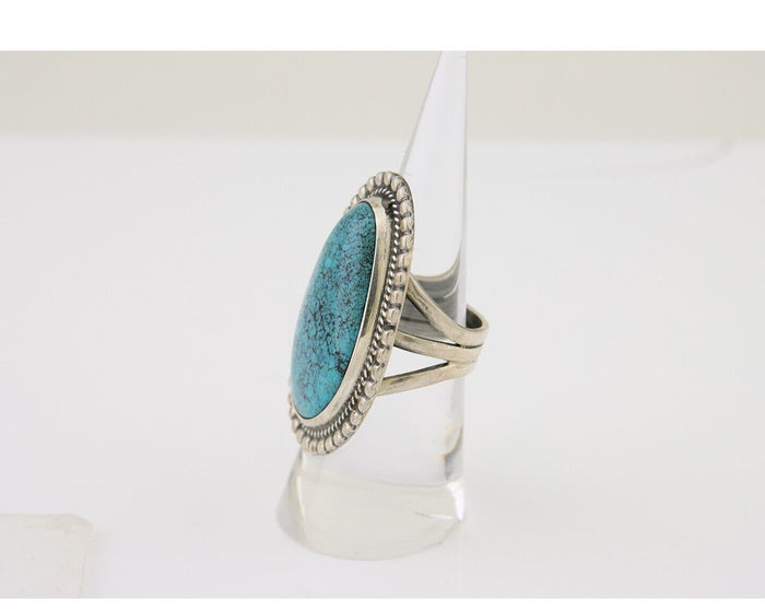 Navajo Handmade Ring 925 Silver Spiderweb Turquoise Native Artist C.80's