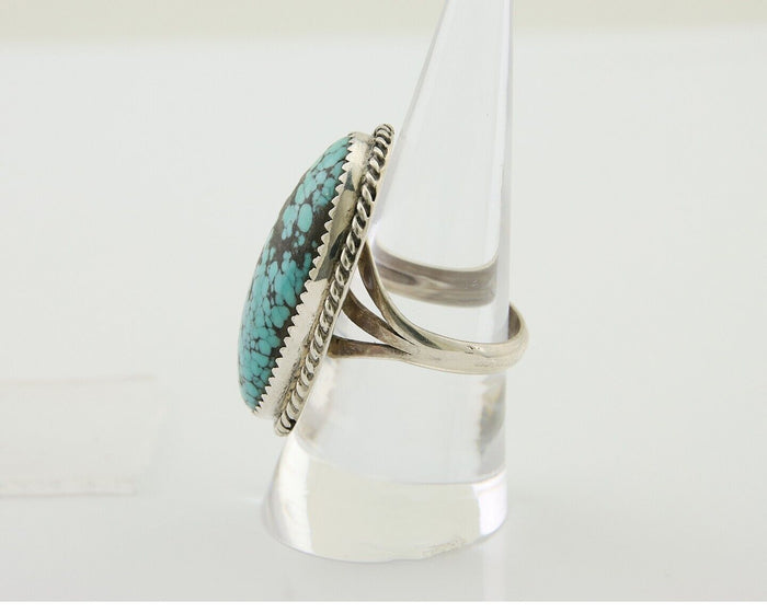 Navajo Handmade Ring 925 Silver Spiderweb Turquoise Native Artist C.80's