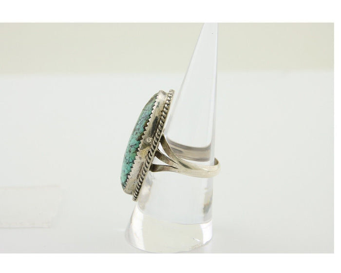 Navajo Handmade Ring 925 Silver Spiderweb Turquoise Native Artist C.80's
