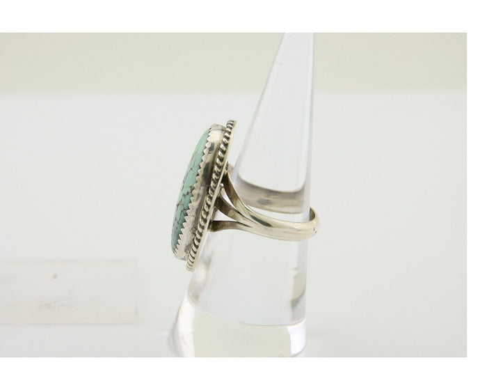 Navajo Handmade Ring 925 Silver Spiderweb Turquoise Native Artist C.80's
