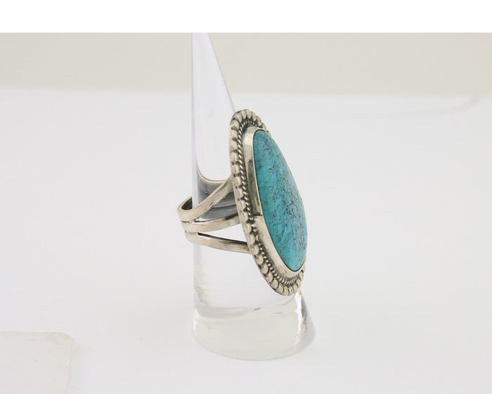 Navajo Handmade Ring 925 Silver Spiderweb Turquoise Native Artist C.80's
