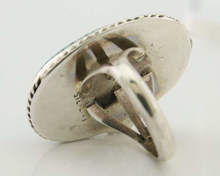 Navajo Handmade Ring 925 Silver Spiderweb Turquoise Native Artist C.80's