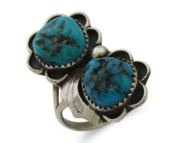 Navajo Handmade Ring 925 Silver Turquoise Artist Signed F C.80's