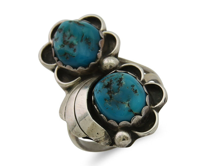 Navajo Handmade Ring 925 Silver Turquoise Artist Signed F C.80's