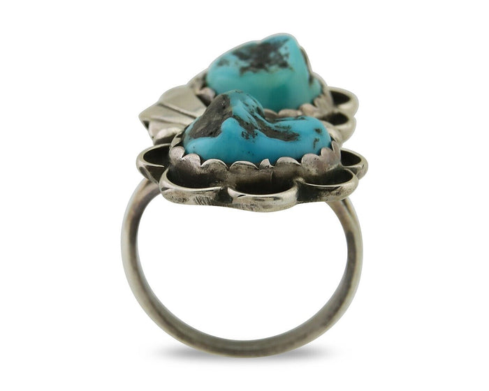 Navajo Handmade Ring 925 Silver Turquoise Artist Signed F C.80's