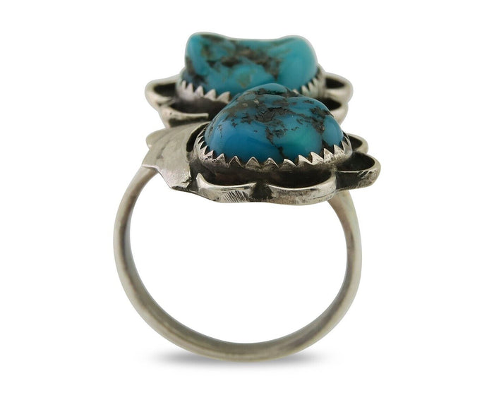 Navajo Handmade Ring 925 Silver Turquoise Artist Signed F C.80's