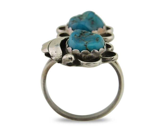 Navajo Handmade Ring 925 Silver Turquoise Artist Signed F C.80's
