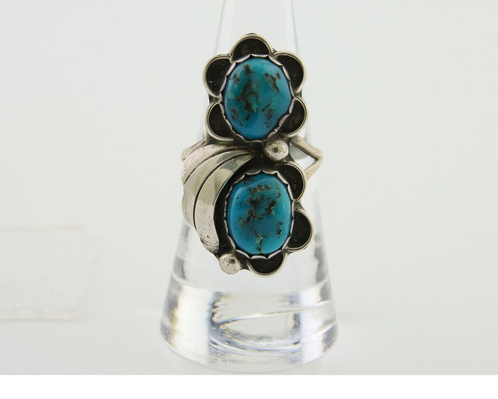 Navajo Handmade Ring 925 Silver Turquoise Artist Signed F C.80's