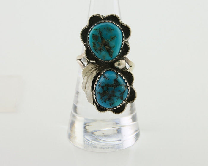 Navajo Handmade Ring 925 Silver Turquoise Artist Signed F C.80's